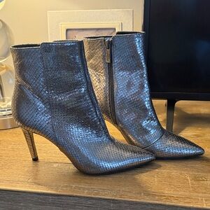 Silver snake booties size 7